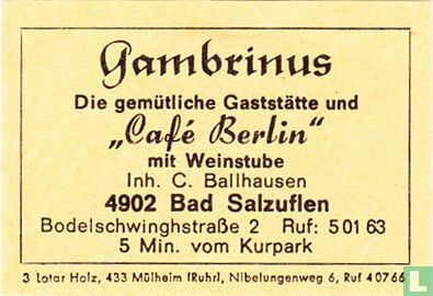 Gambrinus "Café Berlin" - C. Ballhausen