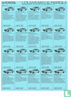 Toyota modellen en prijslijst