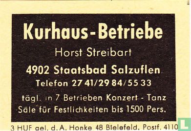 Kurhaus-Betriebe - Horst Streibart