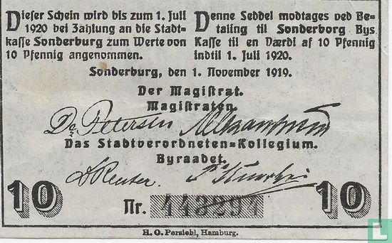 Sonderburg Notgeld 10 Pfennig, 1920 - Bild 2