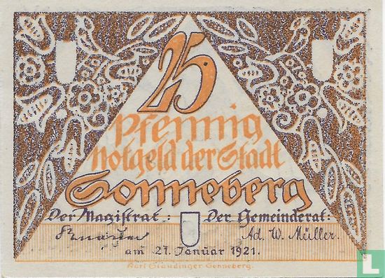 Sonneberg 25 Pfennig 1921 - Afbeelding 1