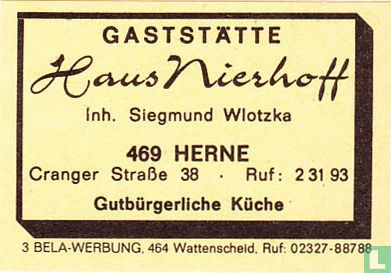 Gaststätte Haus Nierhoff - Siegmund Wlotzka
