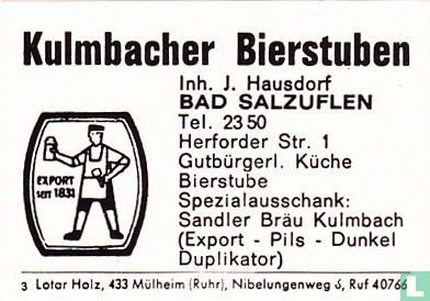 Kulmbacher Bierstuben - J. Hausdorf