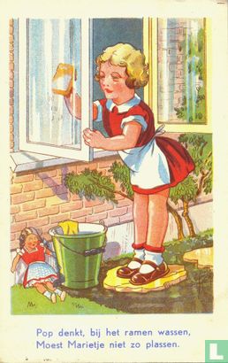 Pop denkt, bij het ramen wassen, Moest Marietje niet zo plassen. - Image 1