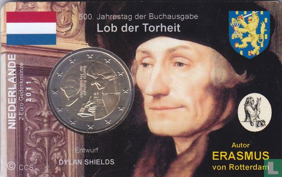 Nederland 2 euro 2011 (coincard) "500 years edition of Erasmus novel - The praise of folly" - Afbeelding 1