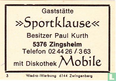 Gaststätte "Sportklause" - Paul Kurth