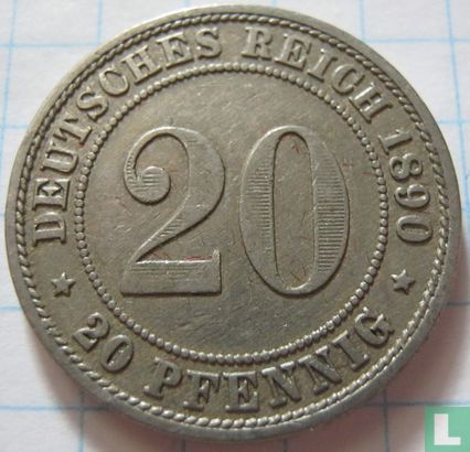 Empire allemand 20 pfennig 1890 (A) - Image 1