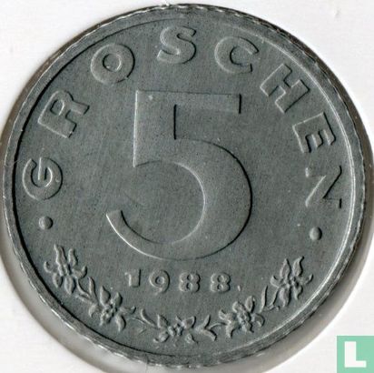 Österreich 5 Groschen 1988 - Bild 1