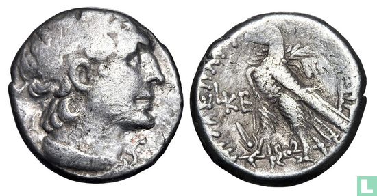 EGYPTE - UNITED Ptolemaeus - Cleopatra VII Thea Neotera (51-30 v.Chr.). AR tetradrachm. Rare. TB + / TTB. - Afbeelding 1