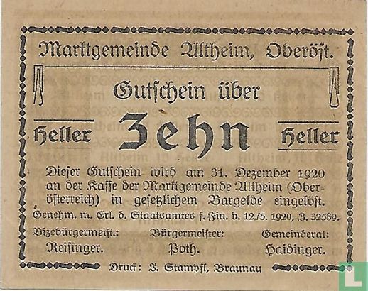 Altheim 10 Heller 1920 - Afbeelding 2