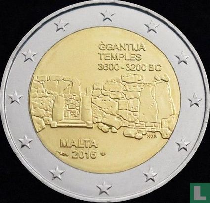 Malta 2 euro 2016 (met muntteken) "Ggantija temples" - Afbeelding 1