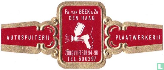 Fa. van Beek & Zn Den Haag Zorgvlietstr. 94-98 Tel. 600397 - Autospuiterij - Plaatwerkerij - Afbeelding 1