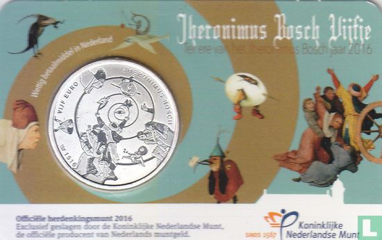 Nederland 5 euro 2016 (coincard - UNC) "500th anniversary of the death of the Dutch painter Hieronymus Bosch" - Afbeelding 1