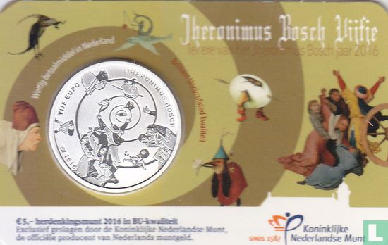 Nederland 5 euro 2016 (coincard - BU) "500th anniversary of the death of the Dutch painter Hieronymus Bosch" - Afbeelding 1