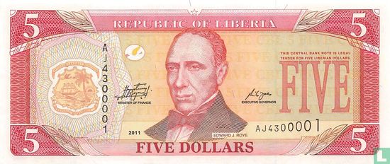 Liberia 5 Dollars 2011 - Afbeelding 1
