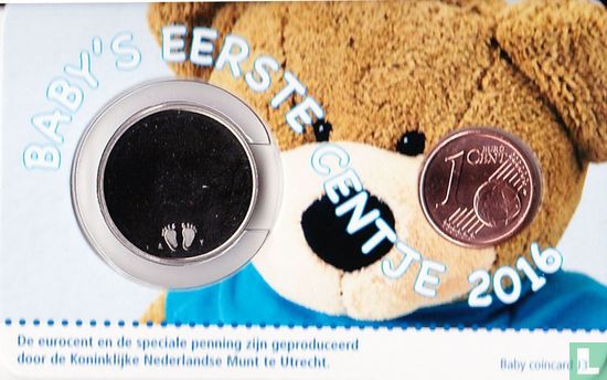 Netherlands 1 cent 2016 (coincard - boy) "Baby's eerste centje" - Image 1