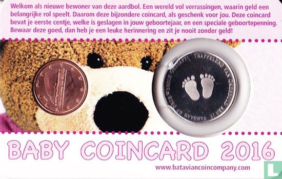 Netherlands 1 cent 2016 (coincard - girl) "Baby's eerste centje" - Image 2