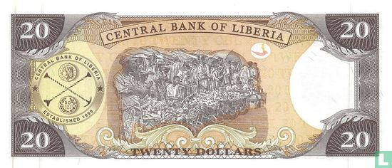 Liberia 20 Dollars  - Afbeelding 2
