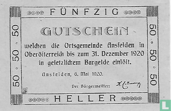 Ansfelden 50 Heller 1920 - Image 2