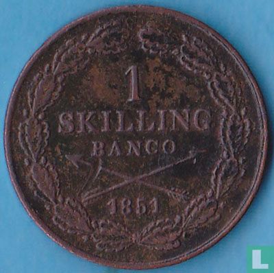 Zweden 1 skilling banco 1851 - Afbeelding 1