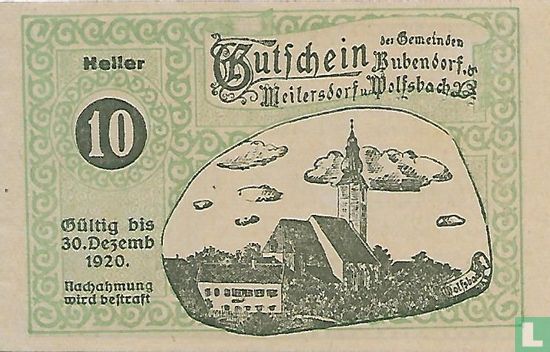 Bubendorf Meilersdorf Wolfsbach 10 Heller 1920 - Image 1