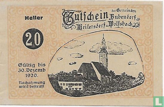 Bubendorf Meilersdorf Wolfsbach 20 Heller 1920 - Image 1