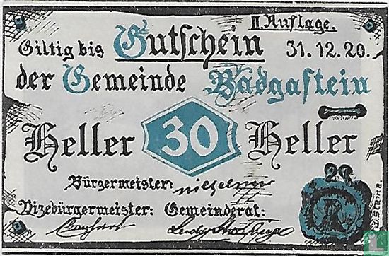 Bad Gastein 30 Heller 1920 - Image 1