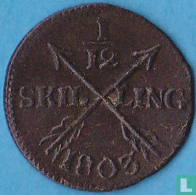 Sweden 1/12 skilling 1803 - Image 1