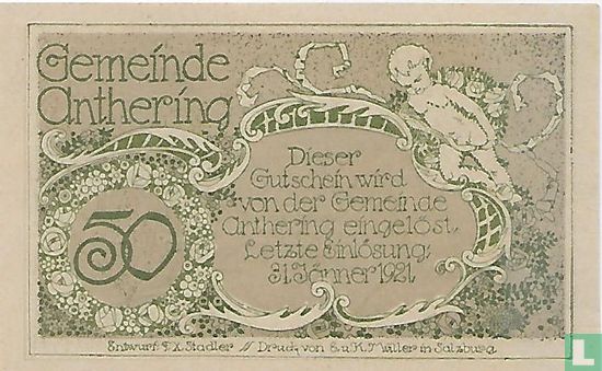 Anthering 50 Heller 1920 - Afbeelding 1