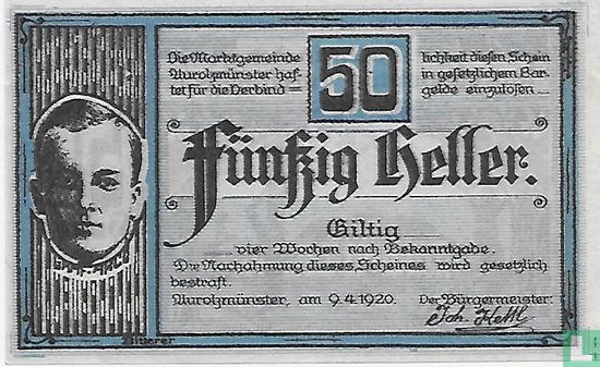 Aurolzmünster 50 Heller 1920 - Afbeelding 1