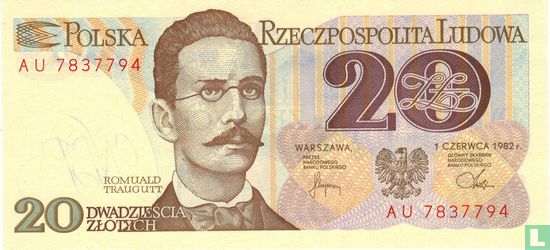 Pologne 20 Zlotych 1982 - Image 1