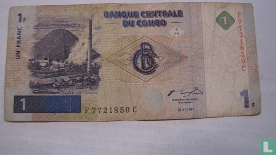 Congo 1 Franc - Image 1