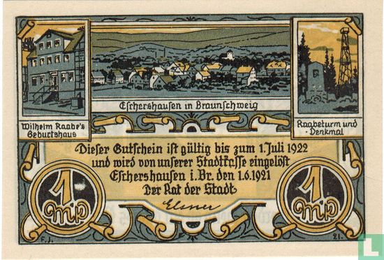 Eschershausen, Stadt - 1 Mark 1921 - Afbeelding 1