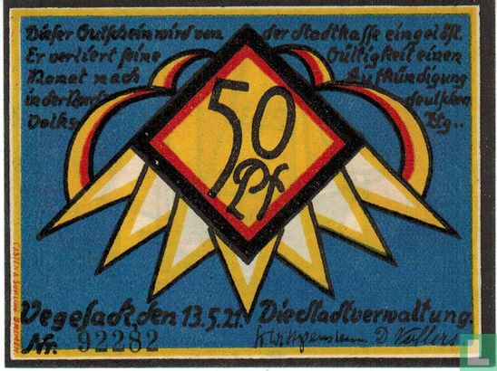 Vegesack, Stadt - 50 Pfennig (2) 1921 - Afbeelding 1