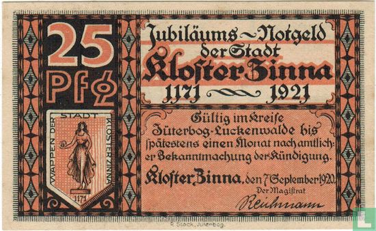 Kloster Zinna, Stadt - 25 Pfennig 1921 - Bild 1