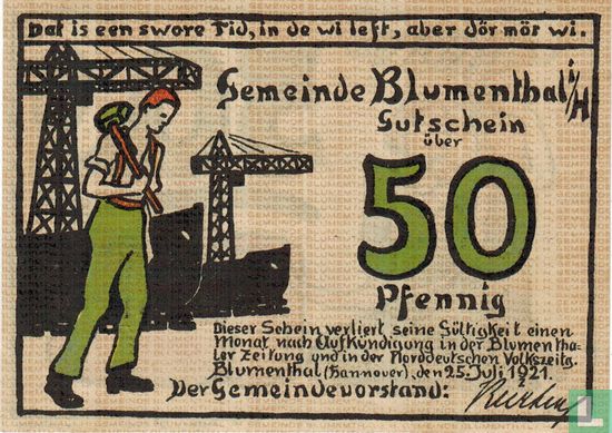 Blumenthal, Gemeinde - 50 Pfennig 1921 - Afbeelding 1