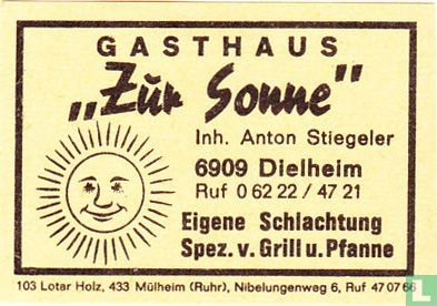 Gasthaus "Zur Sonne" - Anton Stiegeler