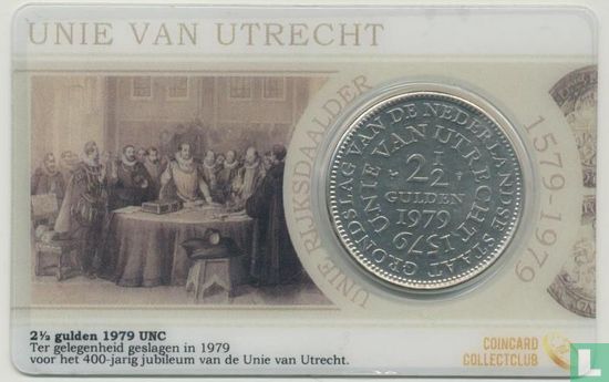 Nederland 2½ gulden 1979 (coincard) "400th anniversary Union of Utrecht" - Afbeelding 1