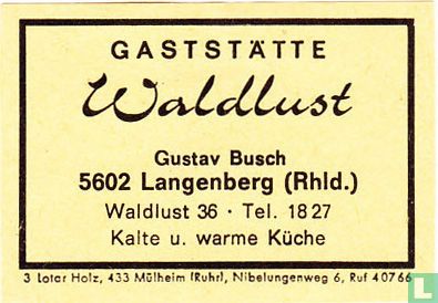 Gaststätte Waldlust - Gustav Busch