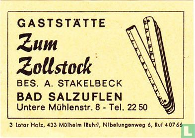 Gaststätte Zum Zollstock - A. Stakelbeck