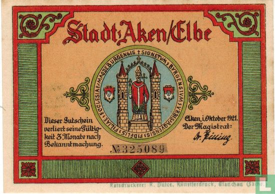 Aachen a / d Elbe, Stadt 50 Pf. (1 thick) - Image 1