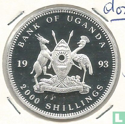 Uganda 2000 shillings 1993 (PROOF) "Matterhorn Mountain" - Image 1