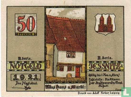 Jessnitz, Stadt - 50 Pfennig 1921 - Afbeelding 1