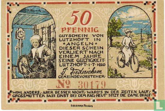 Lutzhöft in Angeln 50 Pfennig - Afbeelding 1
