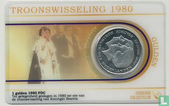 Pays-Bas 1 gulden 1980 (coincard) "Investiture of New Queen" - Image 1