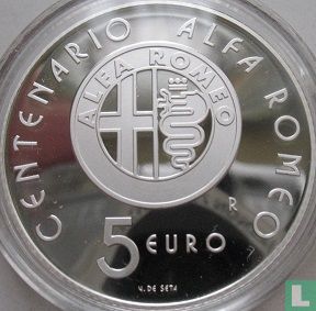 Italy 5 euro 2010 (PROOF) "100th anniversary of the founding of Alfa Romeo" - Image 2