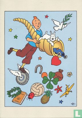 Wenskaart Kuifje - Carte de voeux Tintin 1995 - Image 1
