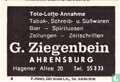 Toto-Lotto-Annahme G. Ziegenbein