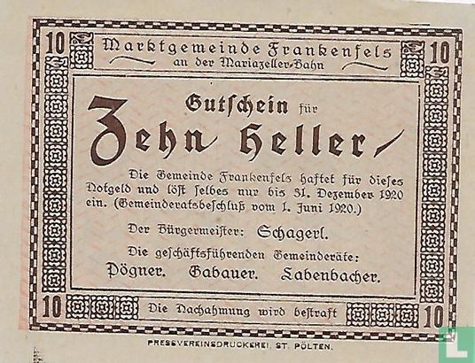 Frankenfels 10 Heller 1920 - Image 2