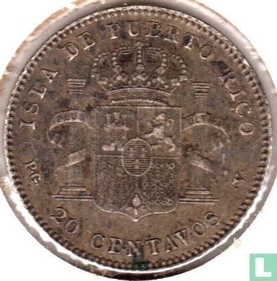 Puerto Rico 20 centavos 1895 - Image 2